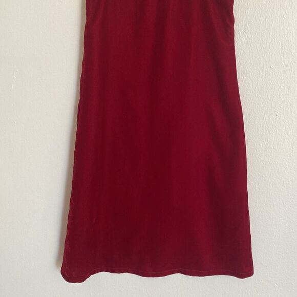 Zara Red Velvet 90's Style Mini Dress Size Medium - Picture 4 of 11